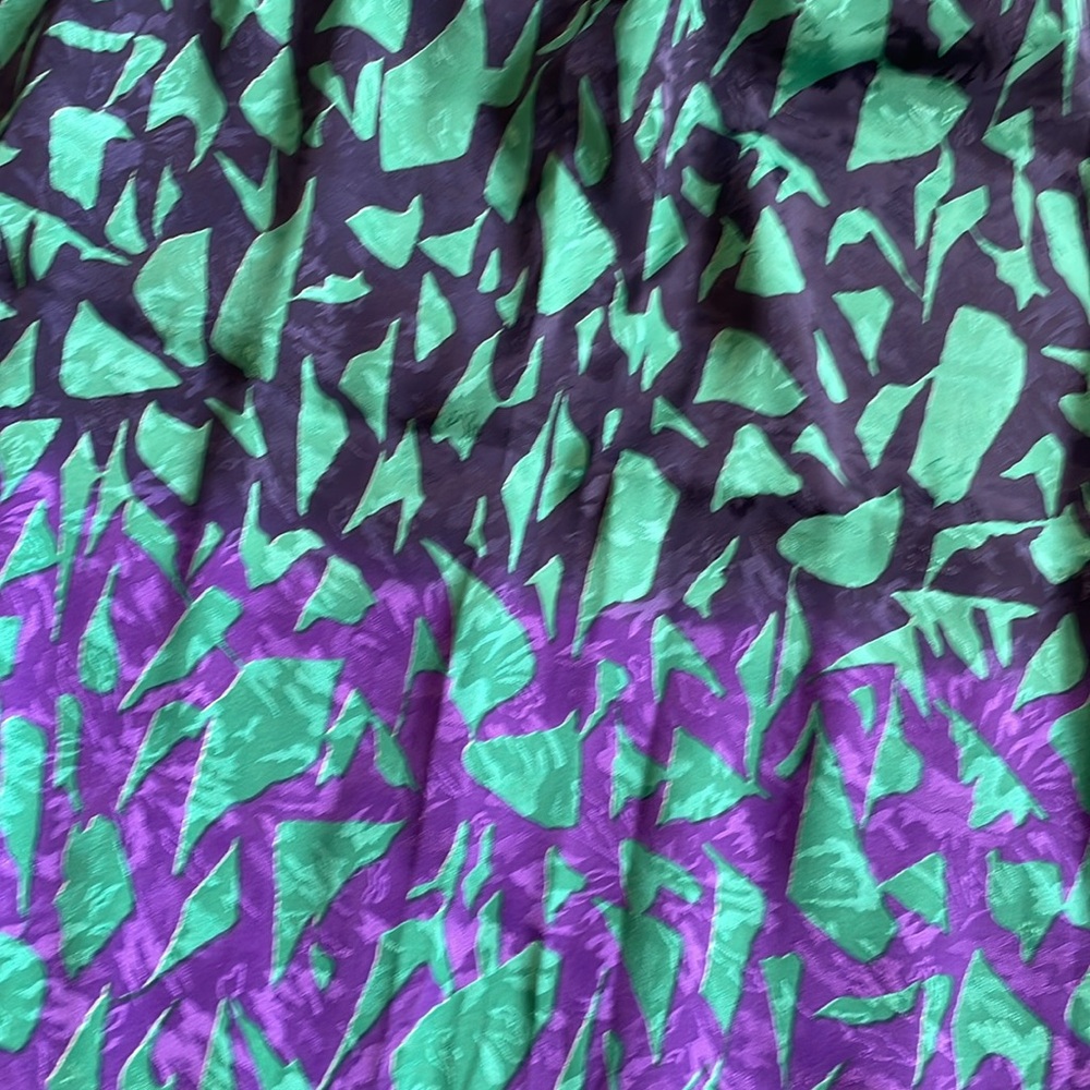 Handmade silky abstract geometric vibrant jewel tone midi skirt S/M/L - Picture 2 of 11